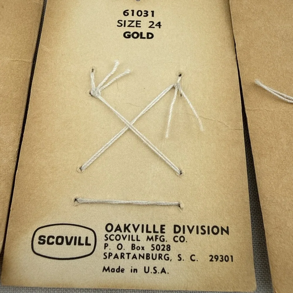 Vintage Scovill Dritz Gold Sewing Buttons NOS On Card 4 Hole MCM Mod Size 24
